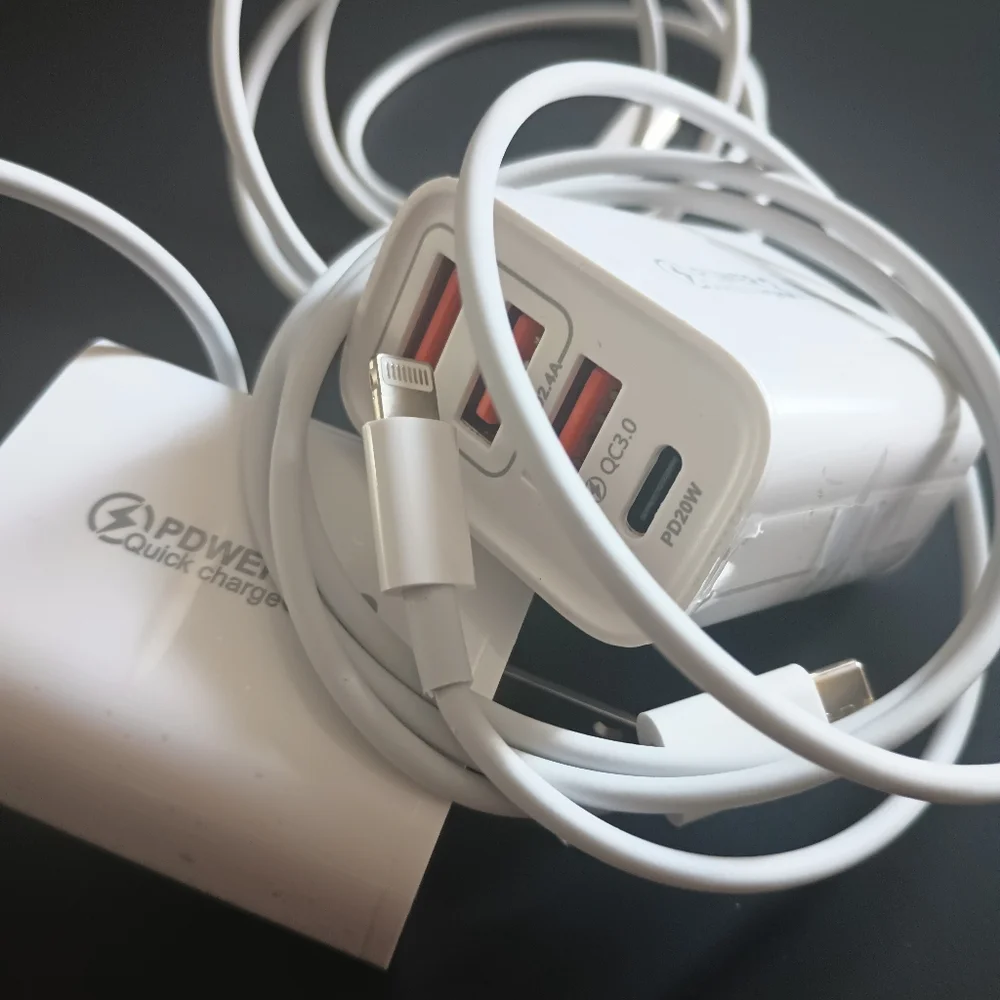 🔥New Super PD 20W Quick Charger Lightning to Type C 1 + 3 Set